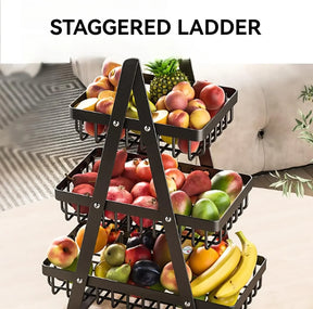 Cesta Organizadora de Frutas Empilhável em Aço Carbono - Design de Mesa
