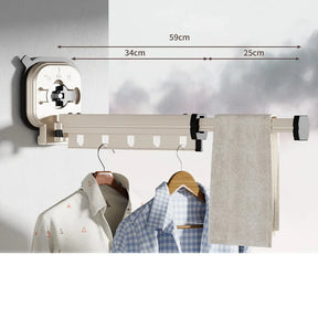 Varal Retrátil de Parede em Alumínio - Dobrável 360º Sem Furo