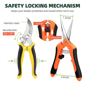 Kit de 3 Tesouras para Poda - em Aço Inox