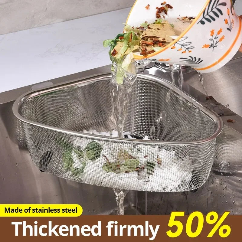 Cesto Triangular para Pia - De Aço Inoxidável para Resíduos