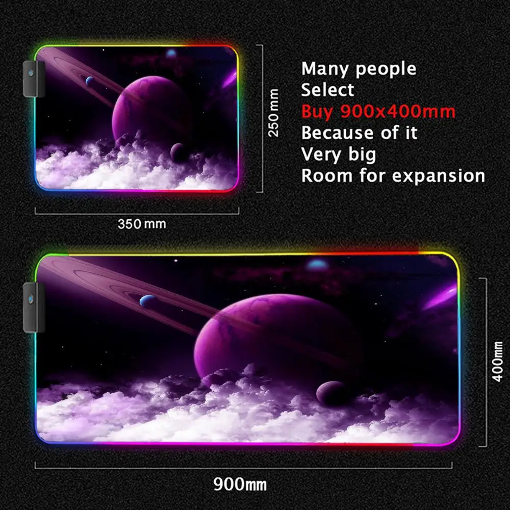 Mousepad Via Láctea Gamer - Em Microfibra com LED RGB