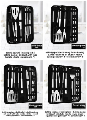 Kit Churrasco Portátil - Utensílios de Aço Inox