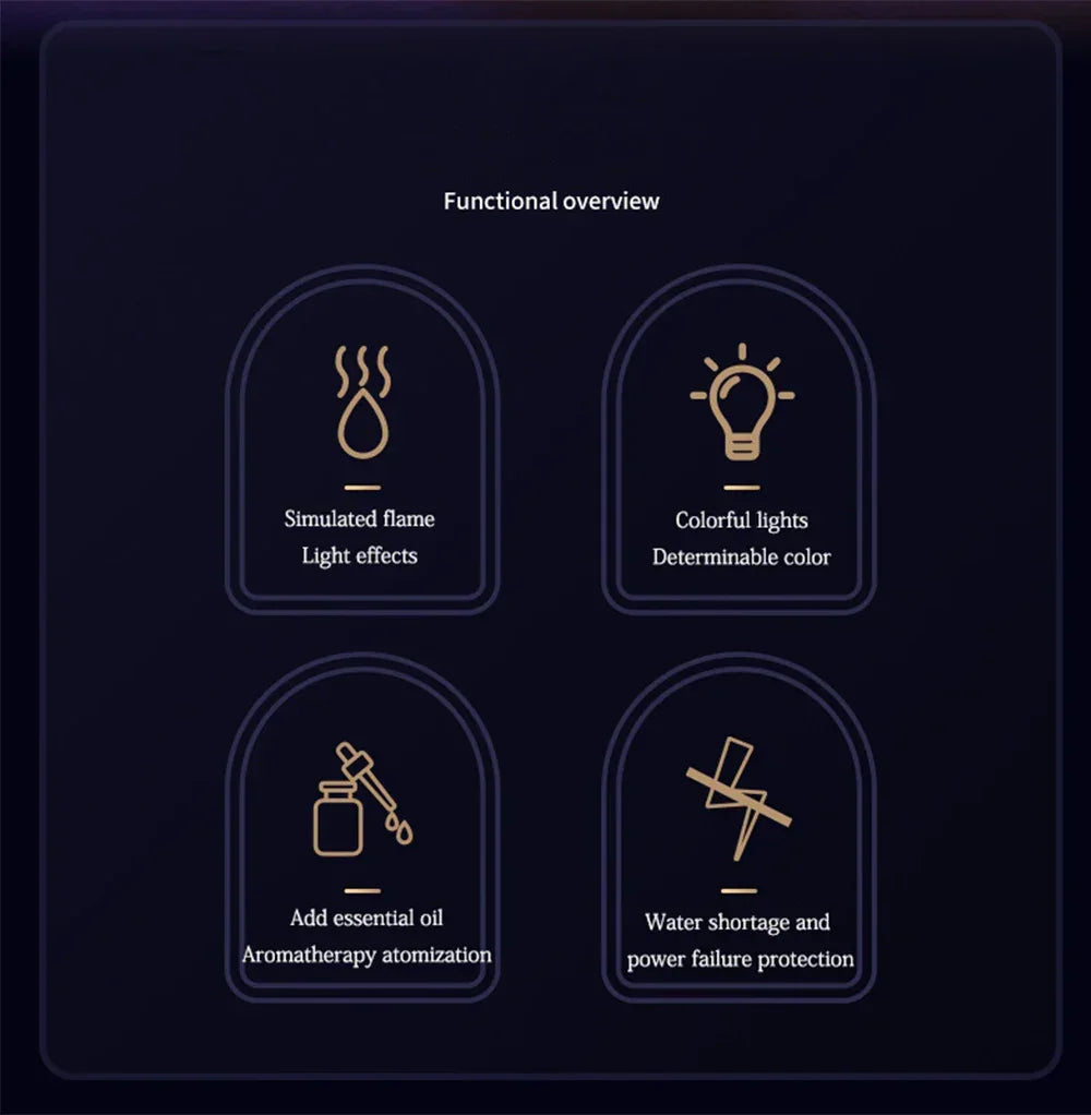 Aromatizador de Ambiente Chama LED - Com Luzes Coloridas e Nebulização