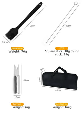 Kit Churrasco Portátil - Utensílios de Aço Inox