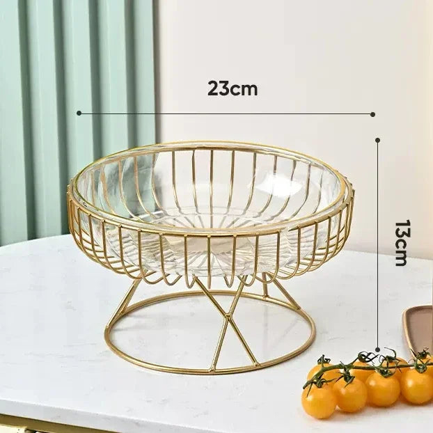 Bandeja de Frutas de Vidro - Design Luxuoso