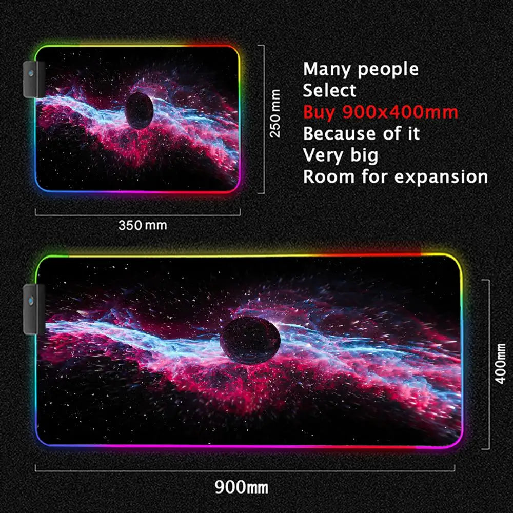 Mousepad Via Láctea Gamer - Em Microfibra com LED RGB