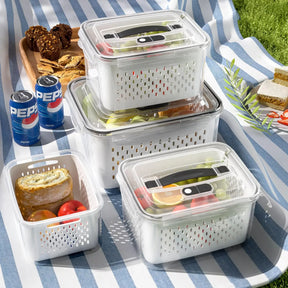 Pote de Geladeira Hermético com Drenagem - Com Cesto Interno