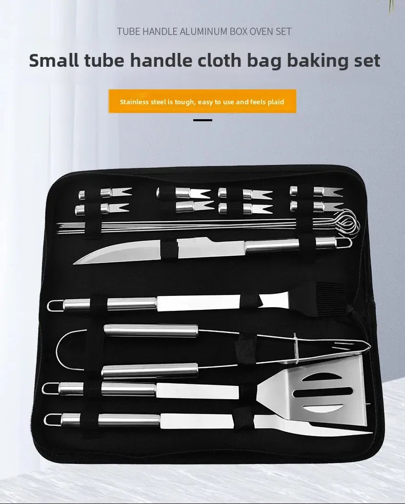 Kit Churrasco Portátil - Utensílios de Aço Inox