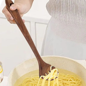 Kit Utensílios de Cozinha - Em Madeira Natural com Balde