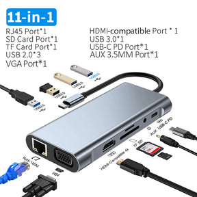 HUB USB-C 11 em 1 para MacBook - 4K HDMI e PD 87W