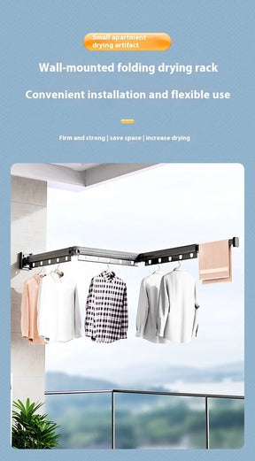 Varal Retrátil de Parede em Alumínio - Dobrável 360º Sem Furo