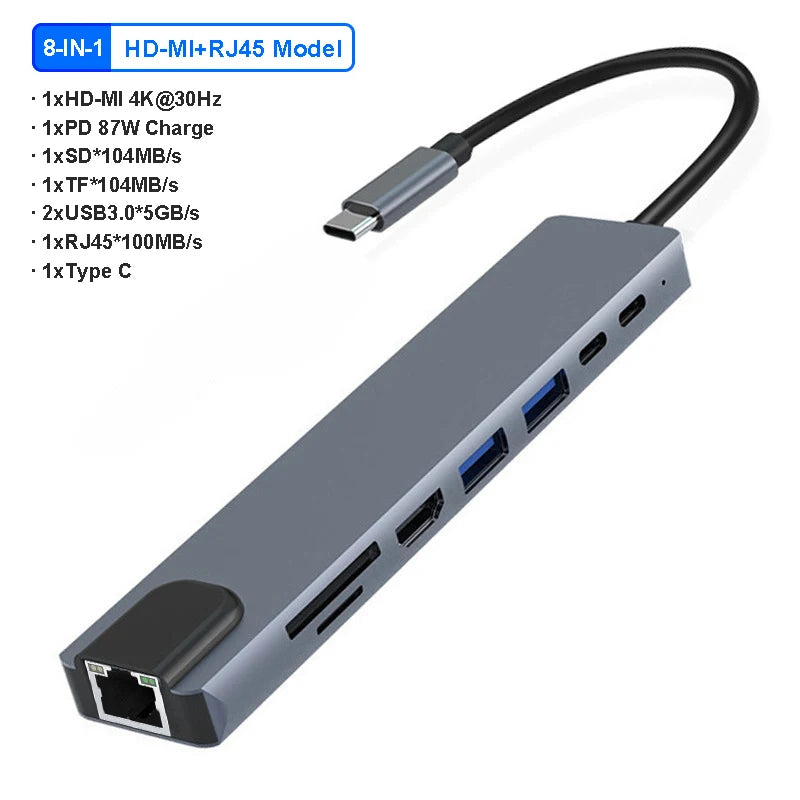 HUB USB-C 11 em 1 para MacBook - 4K HDMI e PD 87W