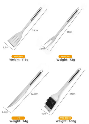 Kit Churrasco Portátil - Utensílios de Aço Inox