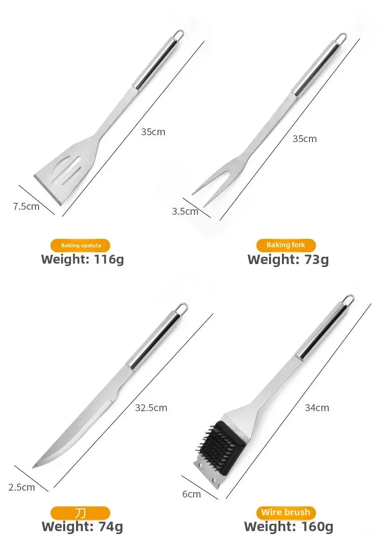 Kit Churrasco Portátil - Utensílios de Aço Inox
