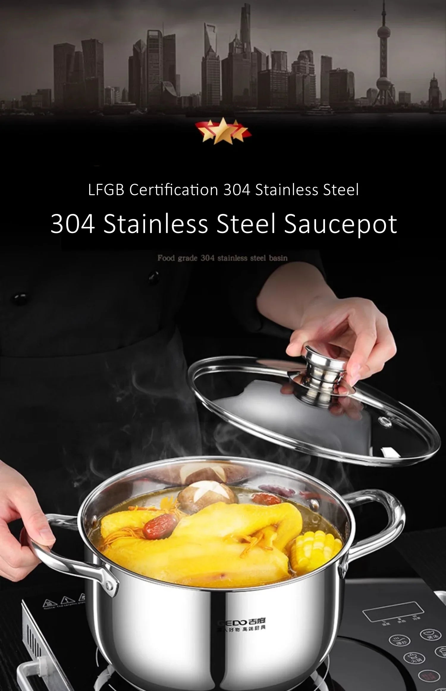 Panela Premium Inox 304 - Para Gás e Indução