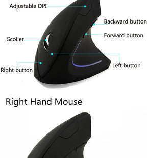 Mouse Vertical Ergonômico Recarregável - Bluetooth e 2,4GHz