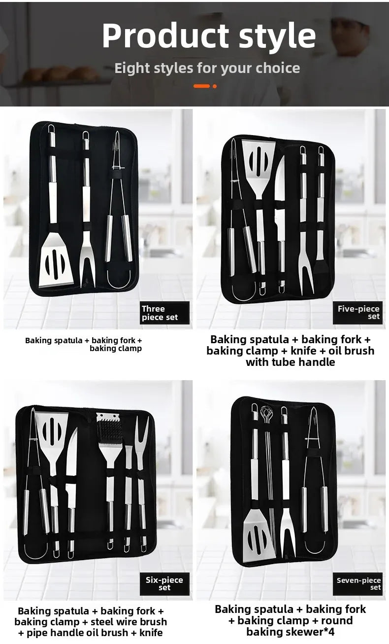 Kit Churrasco Portátil - Utensílios de Aço Inox