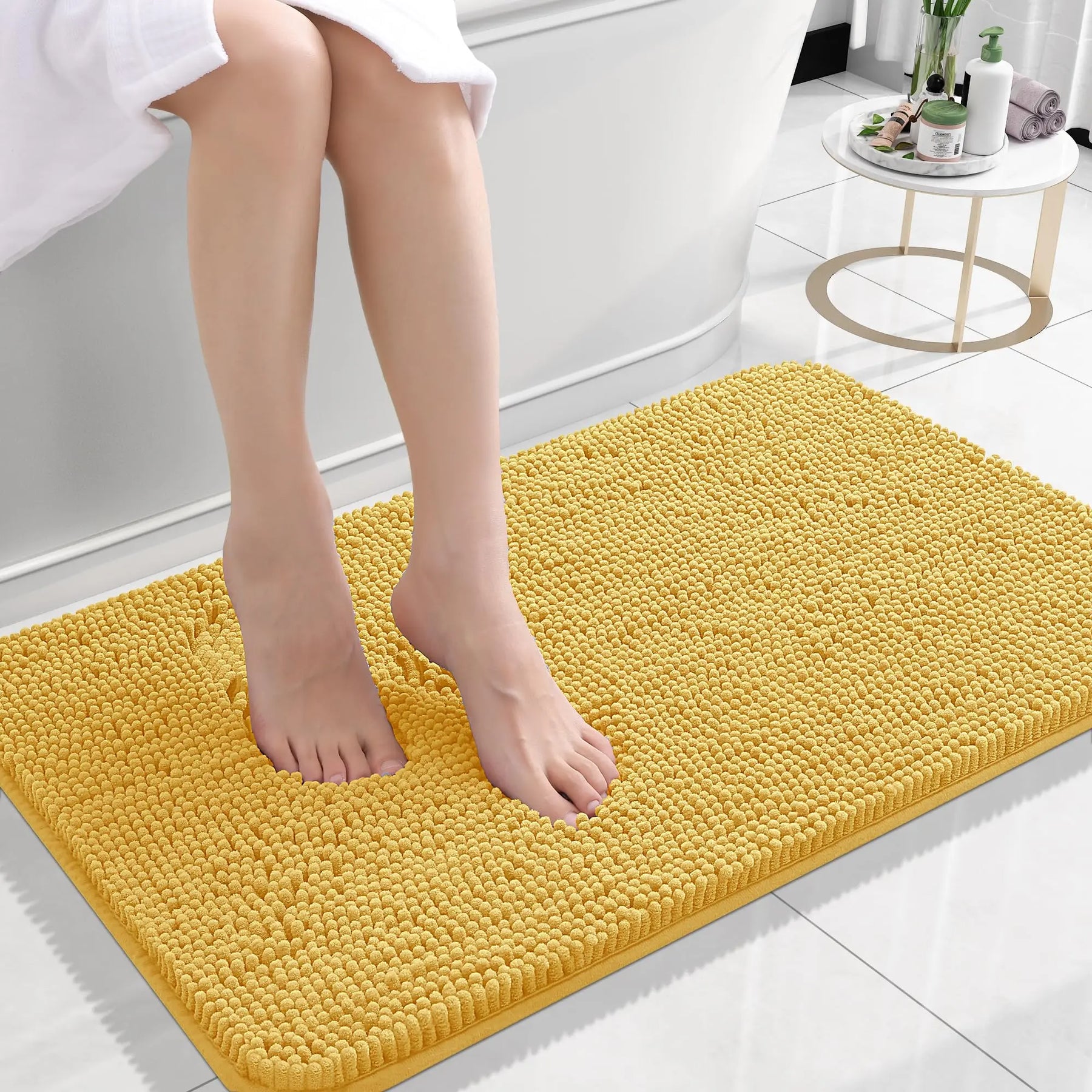 Tapete de Banheiro Microfibra Chenille - Ultra Absorvente Antiderrapante