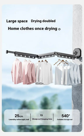 Varal Retrátil de Parede em Alumínio - Dobrável 360º Sem Furo