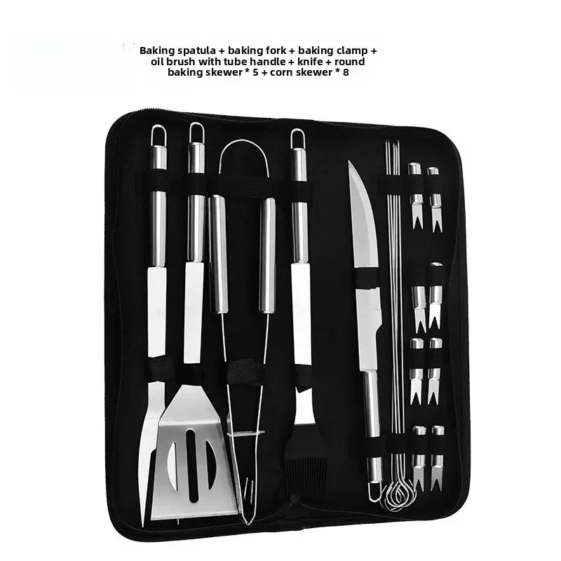Kit Churrasco Portátil - Utensílios de Aço Inox