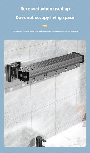 Varal Retrátil de Parede em Alumínio - Dobrável 360º Sem Furo