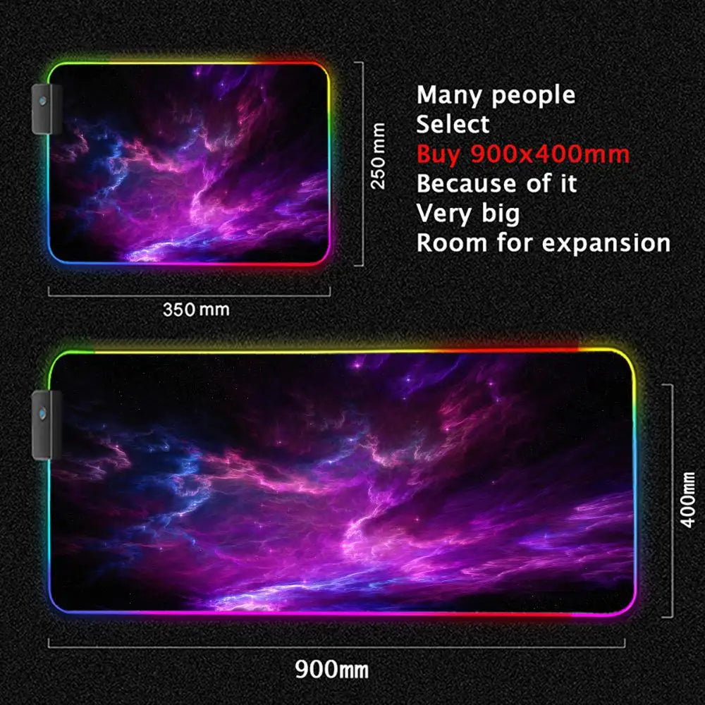 Mousepad Via Láctea Gamer - Em Microfibra com LED RGB