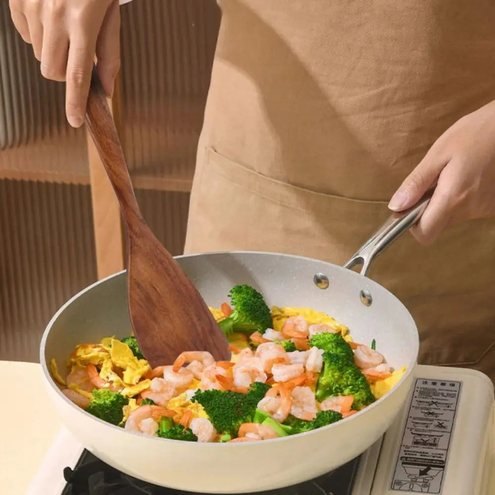 Kit Utensílios de Cozinha - Em Madeira Natural com Balde