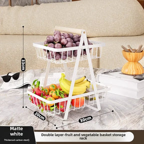 Cesta Organizadora de Frutas Empilhável em Aço Carbono - Design de Mesa