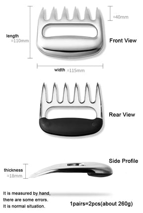 Garfos de Corte Garra Estilo Urso -em Aço Inox 6 Dentes
