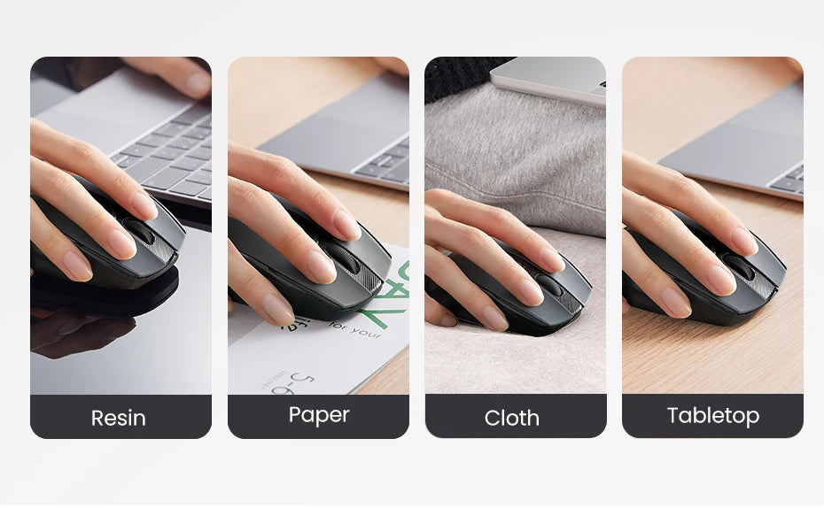 Mouse Sem Fio Ergonômico — 4000 DPI e Clique Silencioso