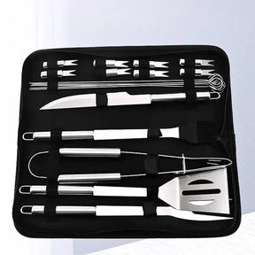 Kit Churrasco Portátil - Utensílios de Aço Inox