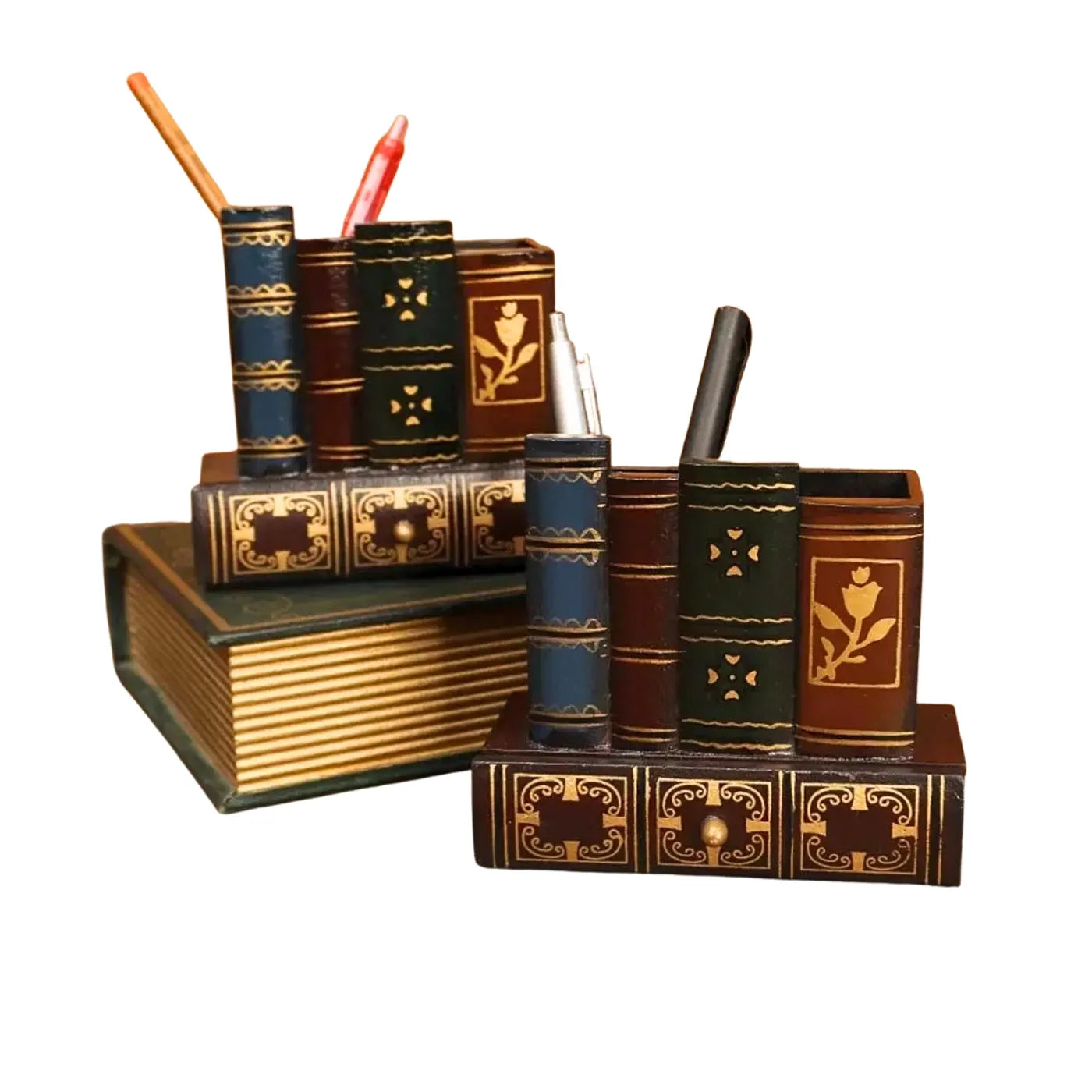 Porta-Canetas de Madeira - Estilo Retrô Organizador de Mesa