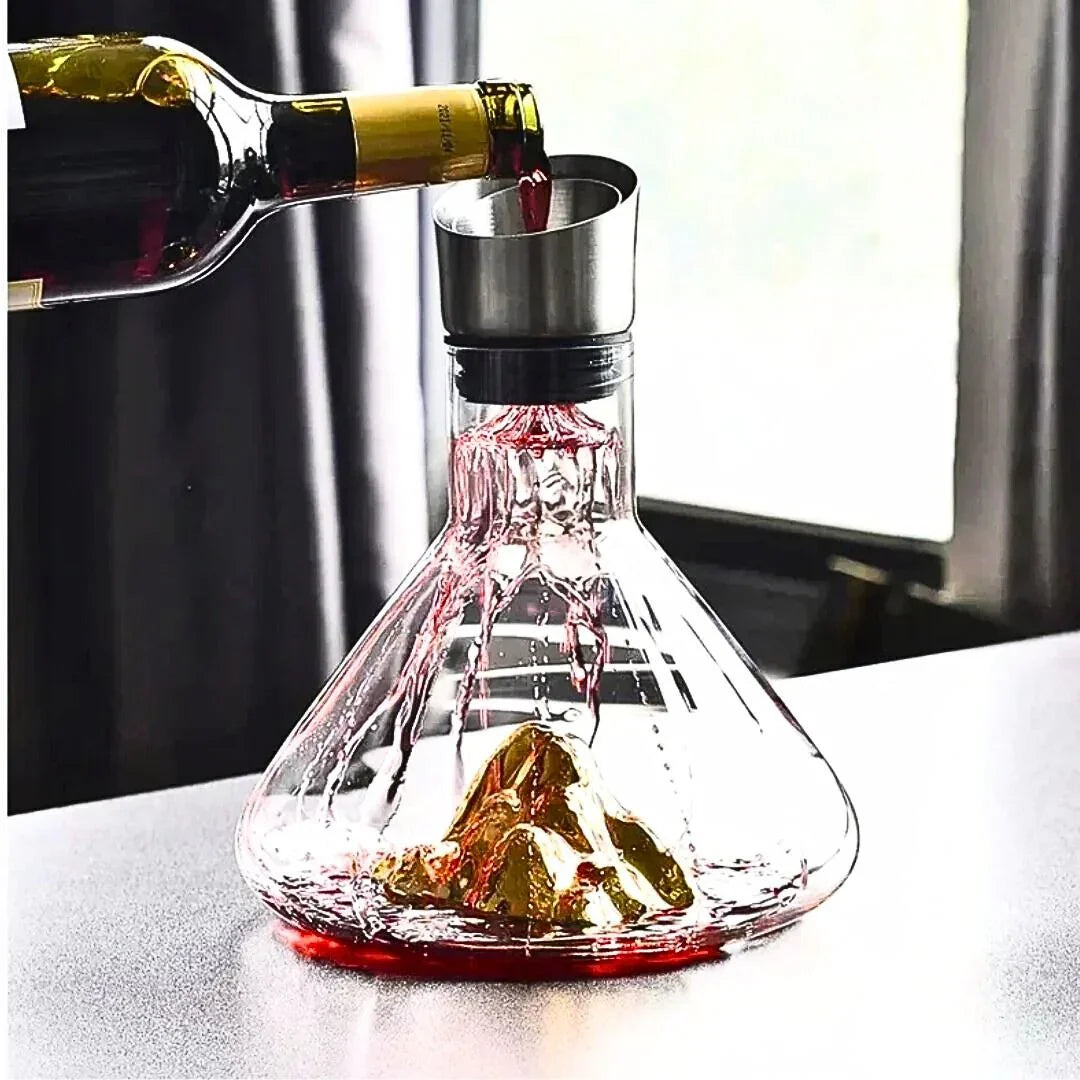 Decantador de Vinho em Cascata - De Cristal e Sem Chumbo