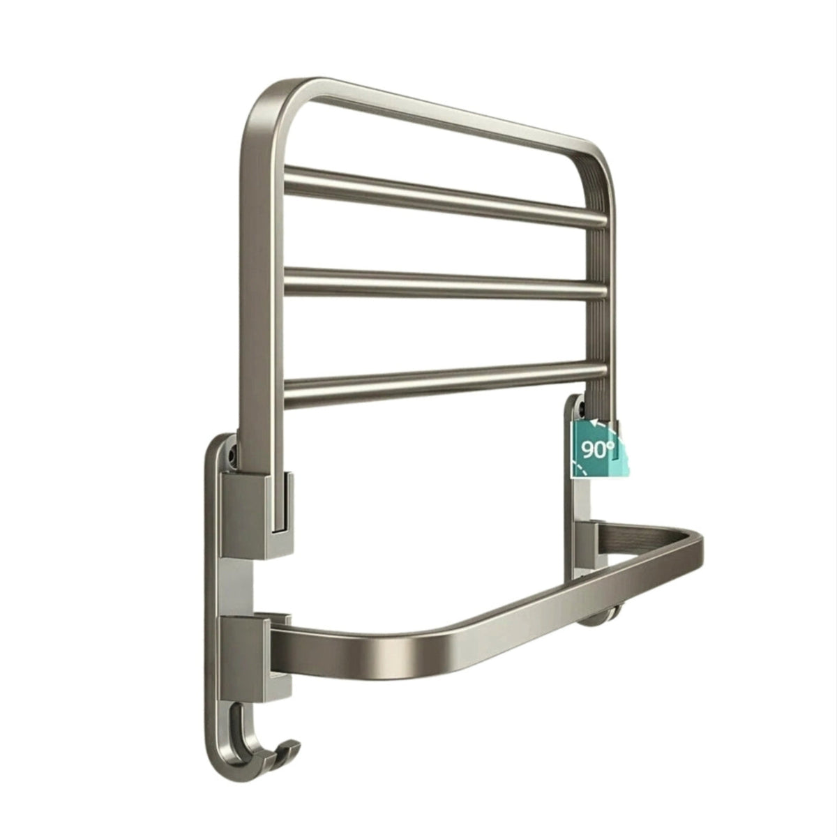 Toalheiro de Parede Dobrável em Alumínio - com Gancho