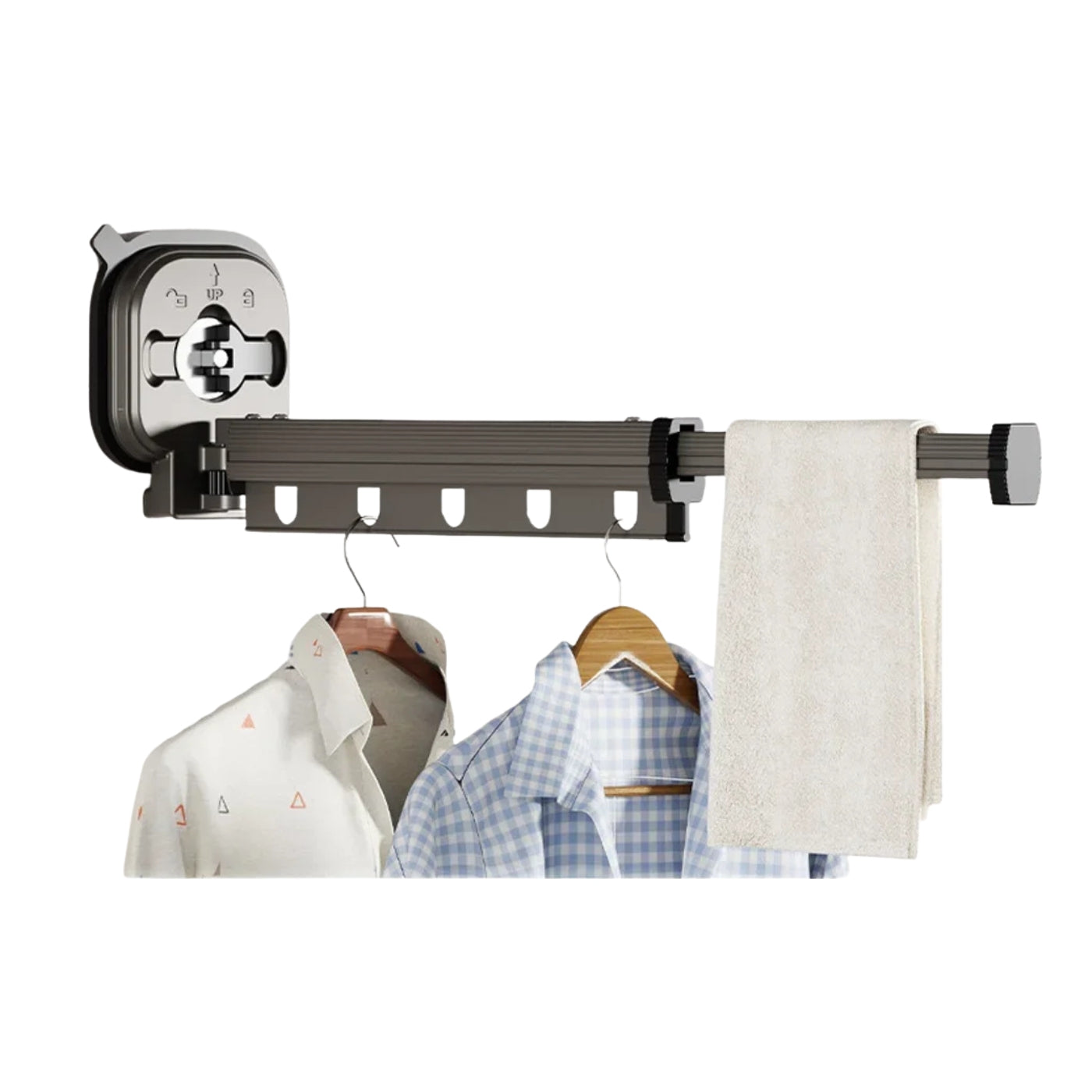 Varal Retrátil de Parede em Alumínio - Dobrável 360º Sem Furo