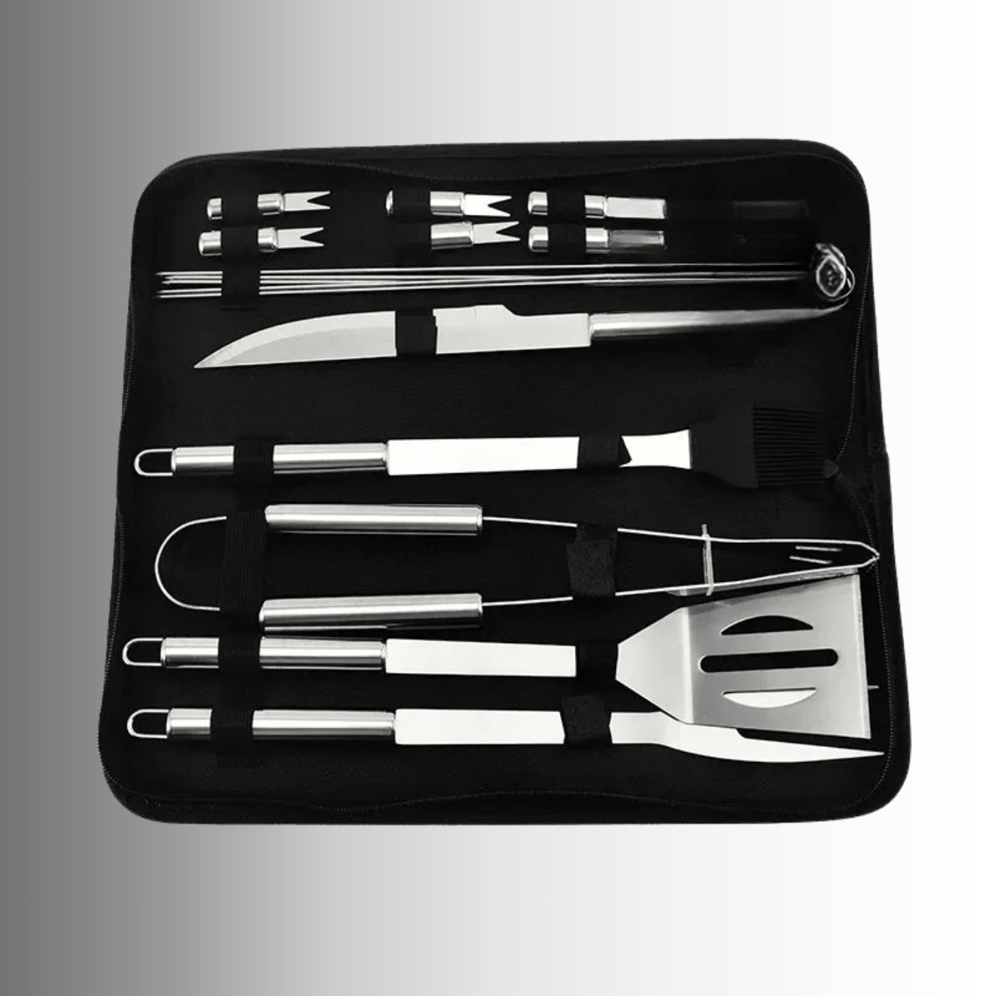 Kit Churrasco Portátil - Utensílios de Aço Inox