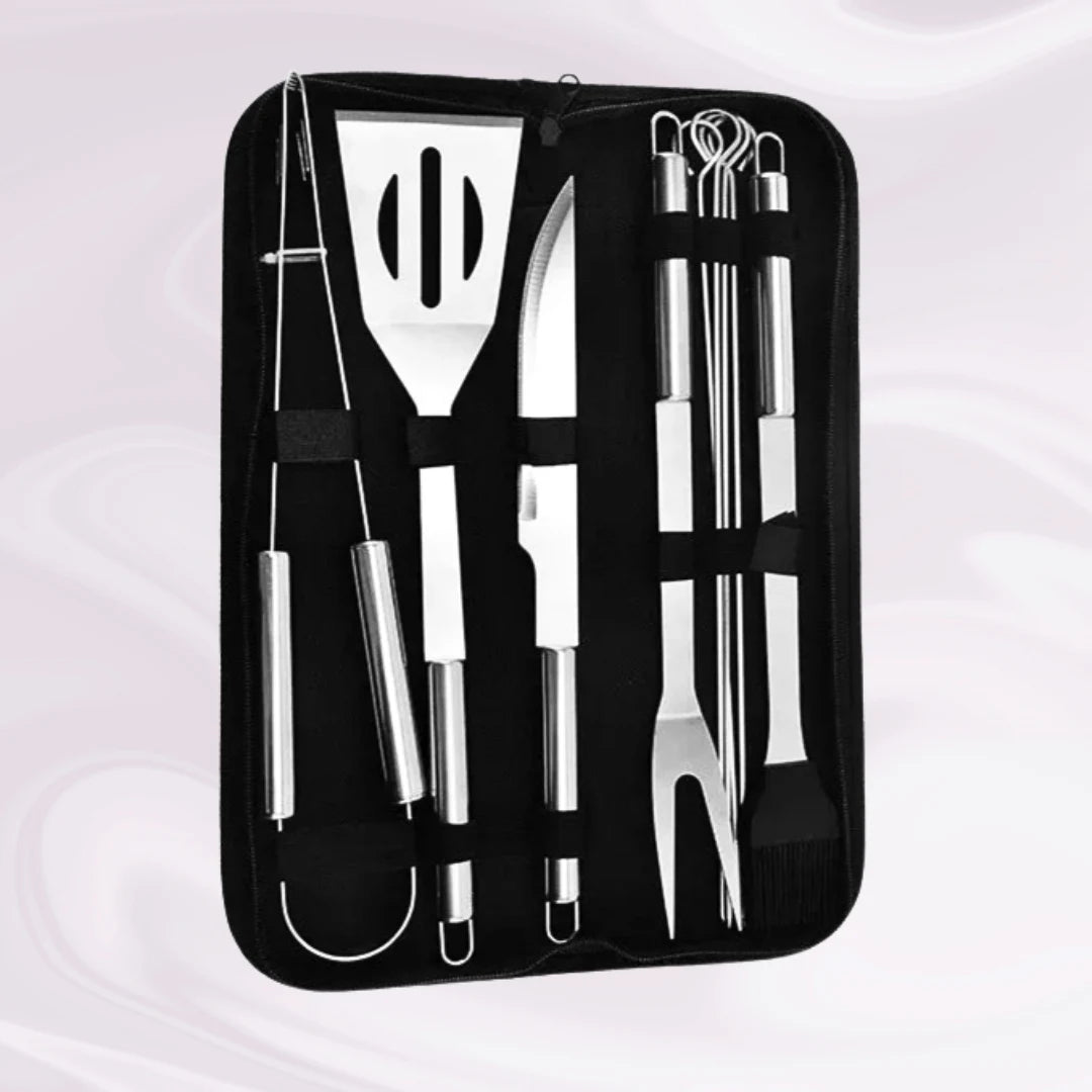 Kit Churrasco Portátil - Utensílios de Aço Inox