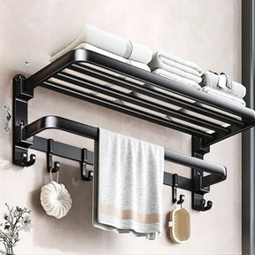 Toalheiro de Parede Dobrável em Alumínio - com Gancho
